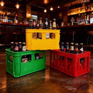 Caisses en plastique perforées empilables et recyclables de qualité industrielle XIEFA pour le stockage et le transport des bouteilles de soda et de bière - Product Image 5