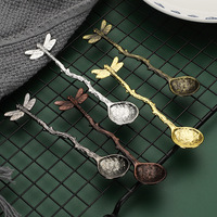 Vintage forêt libellule marteau motif créatif étoile ronde cuillère Unique alliage métal cadeau artisanat pour café ou crème glacée