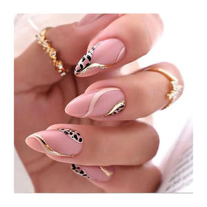 <span class=keywords><strong>Faux</strong></span> <span class=keywords><strong>ongles</strong></span> Oem de haute qualité, logo personnalisé, embouts français dorés transparents de luxe, auto-adhésifs, réutilisables, à presser - Product Image 3