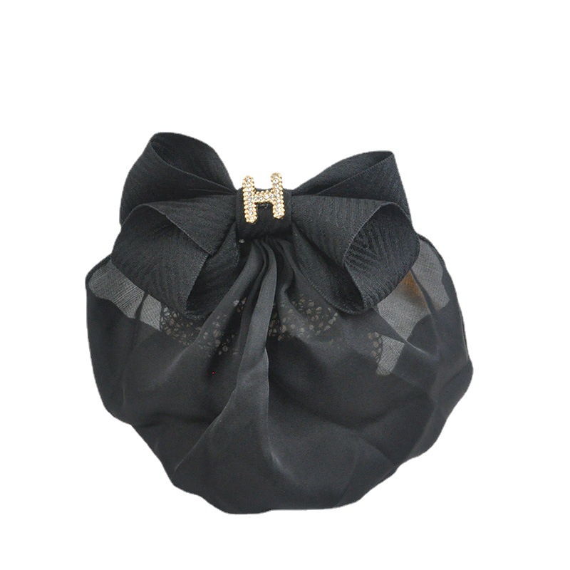 Filet à cheveux en cristal noir et blanc - Avec strass en cristal pour fille - Filet à