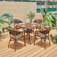 Mobilier d'extérieur, cadre en aluminium imperméable, léger, ensemble table basse et chaise de jardin, patio en rotin PE pour café et restaurant