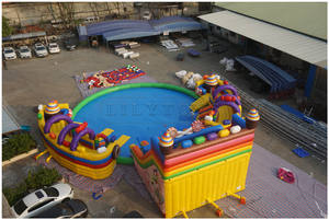 Parque Acuático inflable al aire libre, tobogán combinado para patio trasero, piscina de agua, <span class=keywords><strong>Isla</strong></span> divertida inflable de ciudad en suelo de juego - Product Image 3