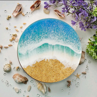 Artisanat en résine époxy Océanique avec créatures marines et tortue, pièces uniques en résine et bois, parfait pour la décoration intérieure et comme cadeau de Noël
