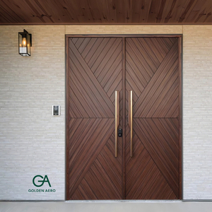 Puerta de entrada rústica hecha a mano, puerta de madera maciza personalizable, puerta frontal Golden Aero, puerta exterior de estilo batiente. - Product Image 3