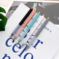 Stylo gel en plastique imprimé UV Morandi, prise en main souple, encre normale, pointe de 1,0 mm, utilisation au bureau et à l'école, encre noire