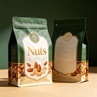 Op maat gemaakte platte bodem pouch met ritssluiting, vochtbestendige verpakking voor gemengde noten, gedroogd fruit en gezonde snacks.