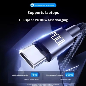 สายชาร์จเร็ว PD 100W 5A แบบไนลอน พร้อมหน้าจอแสดงผลดิจิตอล ชนิด Type C to Type C ความยาว 2 เมตร สำหรับถ่ายโอนข้อมูลโทรศัพท์รุ่น 15 16 17 - Product Image 3