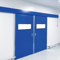 Porte d'hôpital intérieure de style industriel moderne propre barrière stérile en acier inoxydable en plastique ouverture manuelle Style ouvert roulant