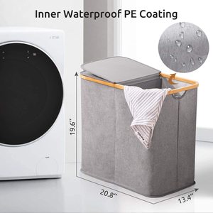 <strong>Double</strong> <strong>Laundry</strong> <strong>Hamper</strong> with Lid and Removable <strong>Laundry</strong> Bags Large <strong>Laundry</strong> <strong>Hamper</strong> 2 Section Collapsible Dirty Clothes <strong>Hamper</strong> - Product Image 4