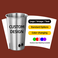 Vaso de Metal Premium para Bebidas Frías, Libre de BPA, para Campamento y Fiestas, Personalizable con Marca, de Acero Inoxidable, Cambia de Color