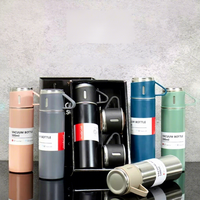 Bouteille isotherme en acier inoxydable 201 pour le voyage, avec infuseur à thé, trois couvercles, double usage, entièrement en acier, design moderne et minimaliste