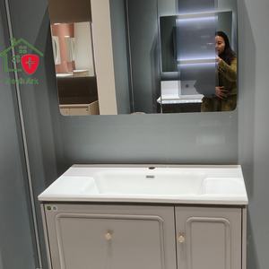 Luxury Modern White MDF Bathroom Vanity Unit Smart Mirror Ceramic Basin Wall-Mounted Countertop Storage Cabinet for Hospital Use - Product Image 5