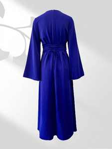 Nouvelle robe longue à manches longues en dentelle à la taille cintrée, couleur unie, robe élégante pour femmes - Product Image 2