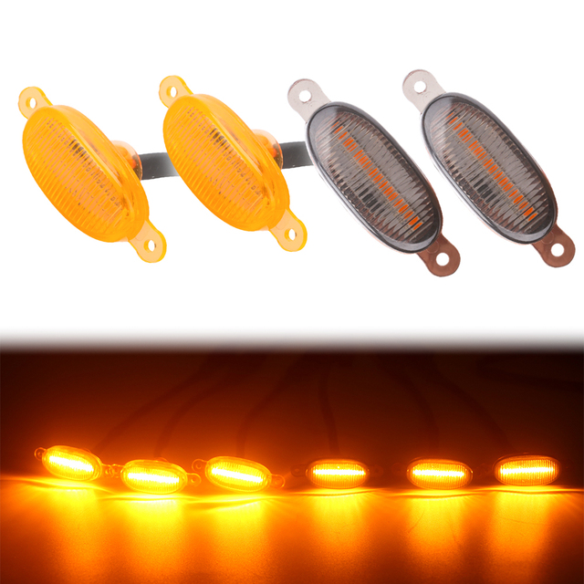 4PCS/Set Car Front Bumper Hood Grille LED Warning Lights Daytime Running Yellow Ambient IP67 Waterproof Universal Fitment