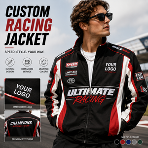 Veste de course personnalisée, vêtements d'équipe brodés, style motorsport, fabricant OEM ODM - Product Image 1