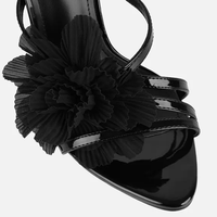Mules élégantes d'été pour femmes, à bout pointu et ouvert, à enfiler, à talon aiguille, avec talon fleuri