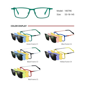 185796 pur titane 4 en 1 <span class=keywords><strong>clip</strong></span> magnétique sur carré ultra-léger lunettes de soleil polarisées monture de lunettes de Prescription - Product Image 3