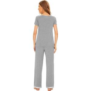 Ensemble de pyjama en viscose de bambou pour femmes, manches courtes avec pantalon, léger et rafraîchissant, vêtements de détente, tailles S-XXL - Product Image 4