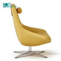 Fauteuil simple surdimensionné en cuir PU de luxe pour salon chaise longue de loisirs pivotante à grand accent avec oreiller pour le cou