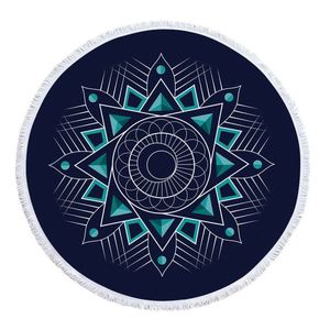 ผ้ารองผ้าขนหนูชายหาดทรงกลมลายแมนดาลารีไซเคิลผ้าห่มชายหาดคลุมไหล่มีพู่ผ้าขนหนูชายหาดเสื่อยาก้า - Product Image 1