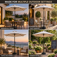 Parasol de terrasse LED solaire 2,3 m rond avec manivelle inclinable et tissu teint en fil de 200 g pour l'extérieur (vente en gros)