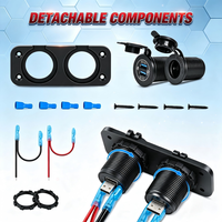 Panneau de commande marin avec double chargeur USB QC3.0, prise allume-cigare pré-câblée, prise de courant 12V 24V pour camping-car, bateau, tout-terrain, camion