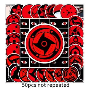 50pcs Classic popular anime symbol no repeat red sharingan sticker