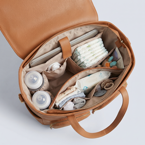 Bolsa de Pañales de Cuero Genuino, Bolso Tote para Mamá, Organizador de Bebé, Gran Capacidad, Múltiples Bolsillos, Porta Biberones, Viaje, Lactancia, Personalizado - Product Image 4
