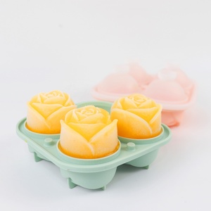 Hot Sale 4-Even Rose Ice Lattice Silicone Ice Cube Tray Eco Friendly and Re-usable Molding Packed Ice <b>Cream</b> - Product Image 5