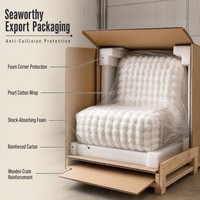 Fauteuil lounge sans accoudoirs en velours crème côtelé à canaux verticaux pour salon et chambre modernes – Vente en gros, directement de l'usine