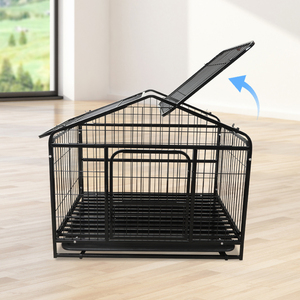 Nhiệm vụ nặng nề cường độ cao Cửa Đôi Chó kennel Crate ngoài trời lớn màu đen kim loại ráp con chó lồng - Product Image 2