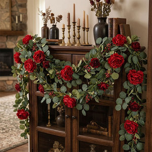 Guirlandes de roses artificielles Xi Ye, bouquet de fleurs en soie 100cm-200cm, décoratives pour la maison, pour recouvrir les tuyaux - Product Image 1