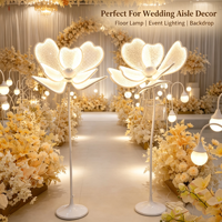 Lampadaire LED Lumineux en Forme de Pivoine, Hauteur Réglable, Kit d'Éclairage sur Pied à Pétales Lumineux pour Allée de Mariage, Chemin de Guidage, Salle de Banquet