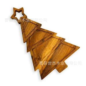 Shijie <b>Wooden</b> Christmas Tree Tray Decorative Snack Plate For Home Holiday Decoration - Product Image 5