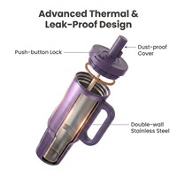 Gobelet isotherme OEM 40oz avec poignée, logo personnalisé, couvercle à clapet à ouverture rapide, finition peinture œil de chat, en acier inoxydable 304, tasse de voyage isolée sous vide
