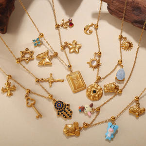 DIY度假蝴蝶海洋蘑菇魅力不锈钢镀金吊坠时尚饰品项链女批发 - Product Image 3