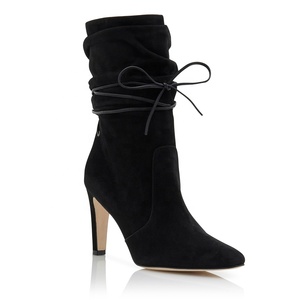 Taglie forti alla moda <span class=keywords><strong>marrone</strong></span>, in finta pelle scamosciata nera, stivaletti con <span class=keywords><strong>tacco</strong></span> a spillo da donna, scarpe con tacchi alti invernali - Product Image 2