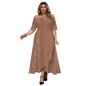 Abito Estivo a Maniche Corte, Lungo fino al Pavimento, Lavabile, Silhouette a Sirena, in Poliestere, con Volant, per Ufficio, da Donna - Product Image 5