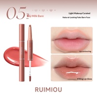 [Ruimio] Gloss à lèvres repulpant double embout, effet lèvres pulpeuses, crayon à lèvres, blanchissant, anti-transfert, nacré