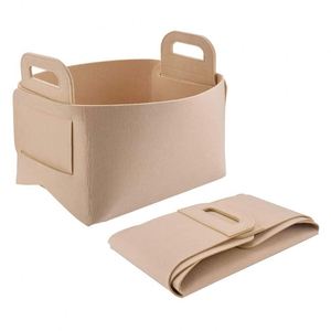 Boîtes de rangement en feutre non tissé rectangulaires modernes pliables de grande taille avec logo personnalisé, poignée, panier écologique - Product Image 1