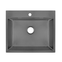 SANIPRO 304 wastafel dapur baja tahan karat menyesuaikan ukuran warna bak cuci Undermount SS mangkuk tunggal wastafel buatan tangan