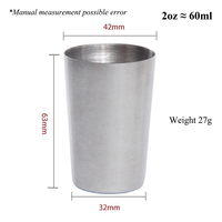 Mini flacon à vin de 1/2 oz (30/50/60/70/160 ml) en métal DIY, tasse à shot en acier inoxydable pour la maison, la cuisine ou le bar, avec logo personnalisé