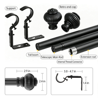 Tringle à rideaux robuste en acier au carbone de 25 mm, réglable, antirouille, noir mat, avec supports, directement de l'usine YIJIALE (Lien d'exemple)
