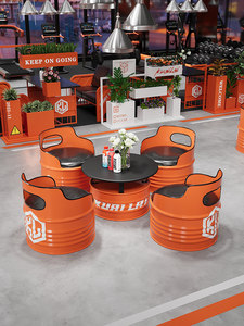 Juego de <span class=keywords><strong>Mesa</strong></span> y Taburetes de <span class=keywords><strong>Barril</strong></span> de Metal con Diseño Retro Industrial para Restaurante, Muebles de <span class=keywords><strong>Barril</strong></span> con Logotipo Personalizado para Cafetería y Bar - Product Image 4
