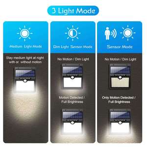 Lampes solaires d'<span class=keywords><strong>extérieur</strong></span> étanches IP65, 97 LED, <span class=keywords><strong>lumière</strong></span> du jour 6000K, angle de faisceau 120°, contrôlées par capteur de <span class=keywords><strong>lumière</strong></span>, alimentées par batterie, pour jardin - Product Image 3