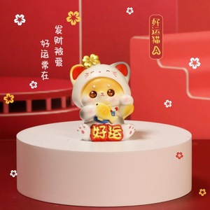 Gato de la Suerte de Resina, Adorno Artesanal, Gatito con Flor de Melocotón, Decoración de Escritorio, Regalo Artístico para el Hogar, Zhejiang, China - Product Image 2