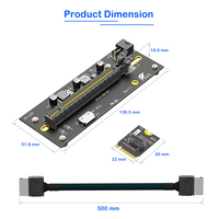 Kartu Riser M.2 ke PCIe4.0 ATX 6Pin Power Supply M2 NVME 2230 PCI Express X16 SFF-8611/8612 Kabel Ekstensi untuk Desktop Tersedia