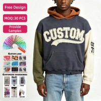 Sudadera con Capucha para Hombre, Personalizada, 400 g/m², 100% Algodón, Lavada, con Apliques Bordados, Corte Ajustado, Felpa de Algodón