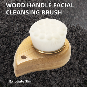 Profession elle Holzgriff Gesichts reinigungs bürste Benutzer definiertes Logo Weiche Nylon borsten Massage Bade bürsten Tiefen reinigungs wäscher - Product Image 2
