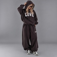 Ensemble 2 pièces personnalisé pour femme, automne-hiver : sweat à capuche oversize épais et pantalon de survêtement ample, style streetwear Y2K
